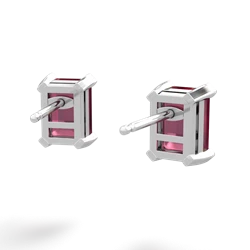 Ruby 7X5mm Emerald-Cut Stud 14K White Gold earrings E1856