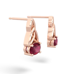 Ruby Celtic Trinity Knot 14K Rose Gold earrings E2389