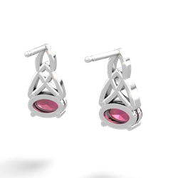 Ruby Celtic Trinity Knot 14K White Gold earrings E2389