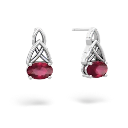 Ruby Celtic Trinity Knot 14K White Gold earrings E2389