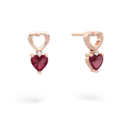 Ruby Four Hearts 14K Rose Gold earrings E2558