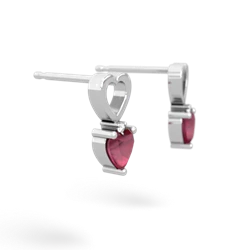 Ruby Four Hearts 14K White Gold earrings E2558