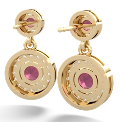 Ruby Halo Dangle 14K Yellow Gold earrings E5319
