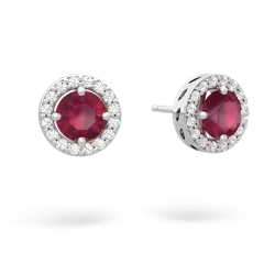 Ruby Halo 14K White Gold earrings E5320