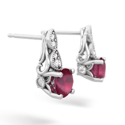 Ruby Antique Elegance 14K White Gold earrings E3100