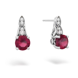 Ruby Antique Elegance 14K White Gold earrings E3100