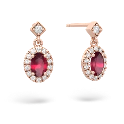 Ruby Antique-Style Halo 14K Rose Gold earrings E5720