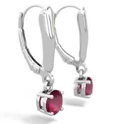 Ruby 5Mm Round Lever Back 14K White Gold earrings E2785