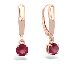 Ruby 5Mm Round Lever Back 14K Rose Gold earrings E2785