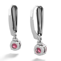 Ruby 5Mm Round Lever Back 14K White Gold earrings E2785