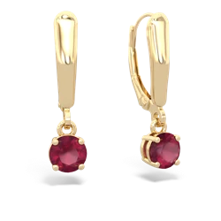 Ruby 5Mm Round Lever Back 14K Yellow Gold earrings E2785