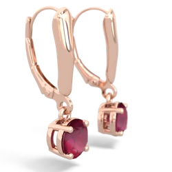 Ruby 6Mm  Round Lever Back 14K Rose Gold earrings E2786
