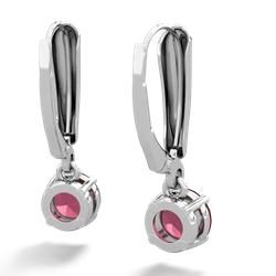 Ruby 6Mm  Round Lever Back 14K White Gold earrings E2786