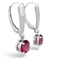Ruby 6Mm  Round Lever Back 14K White Gold earrings E2786