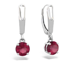 Ruby 6Mm  Round Lever Back 14K White Gold earrings E2786