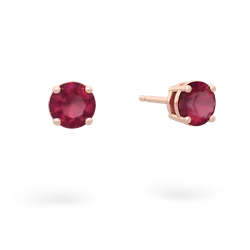 Ruby 5Mm Round Stud 14K Rose Gold earrings E1785