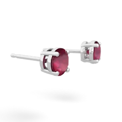 Ruby 5Mm Round Stud 14K White Gold earrings E1785