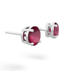 Ruby 6Mm Round Stud 14K White Gold earrings E1786