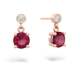 Ruby Diamond Drop 6Mm Round 14K Rose Gold earrings E1986