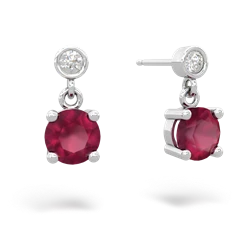 Ruby Diamond Drop 6Mm Round 14K White Gold earrings E1986