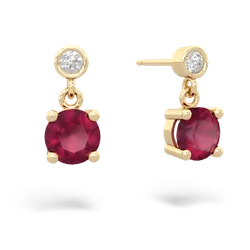 Ruby Diamond Drop 6Mm Round 14K Yellow Gold earrings E1986