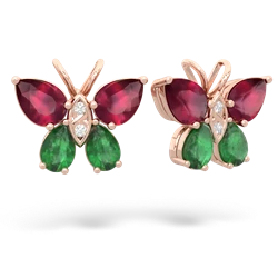 Ruby Butterfly 14K Rose Gold earrings E2215