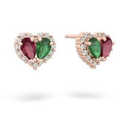 Ruby Halo 14K Rose Gold earrings E7008