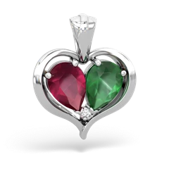 Ruby Two Become One 14K White Gold pendant P5330