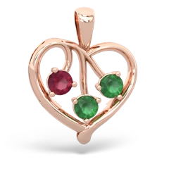 Ruby Glowing Heart 14K Rose Gold pendant P2233