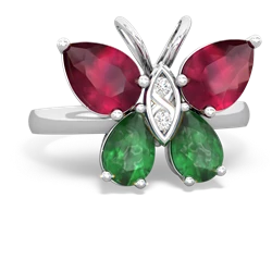 Ruby Butterfly 14K White Gold ring R2215