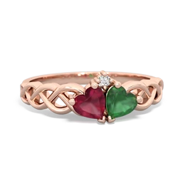 Ruby Heart To Heart Braid 14K Rose Gold ring R5870