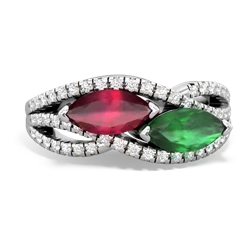 Ruby Diamond Rivers 14K White Gold ring R3070