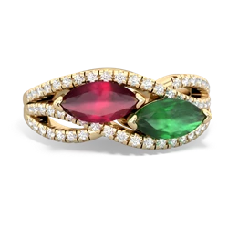 Ruby Diamond Rivers 14K Yellow Gold ring R3070