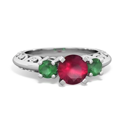 Ruby Art Deco Eternal Embrace Engagement 14K White Gold ring C2003