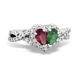 Ruby Diamond Twist 'One Heart' 14K White Gold ring R2640HRT