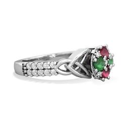 Ruby Celtic Knot Cluster Engagement 14K White Gold ring R26443RD