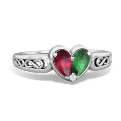 Ruby Filligree 'One Heart' 14K White Gold ring R5070