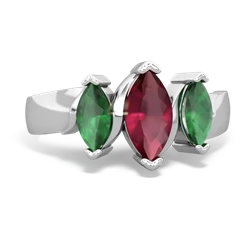 Ruby Three Peeks 14K White Gold ring R2433