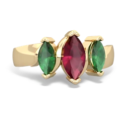 Ruby Three Peeks 14K Yellow Gold ring R2433