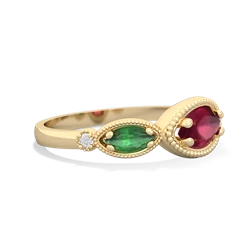 Ruby Milgrain Marquise 14K Yellow Gold ring R5700