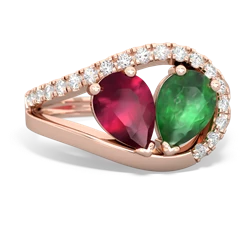 Ruby Nestled Heart Keepsake 14K Rose Gold ring R5650