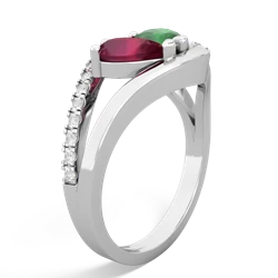 Ruby Nestled Heart Keepsake 14K White Gold ring R5650