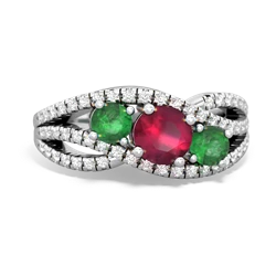 Ruby Three Stone Aurora 14K White Gold ring R3080