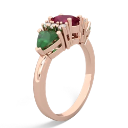 Ruby Antique Style Three Stone 14K Rose Gold ring R2186