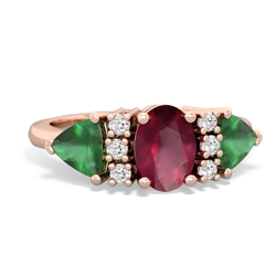 Ruby Antique Style Three Stone 14K Rose Gold ring R2186