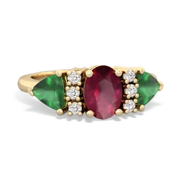 Ruby Antique Style Three Stone 14K Yellow Gold ring R2186
