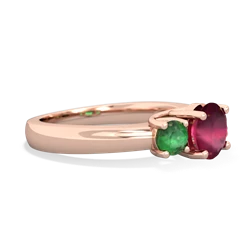 Ruby Three Stone Round Trellis 14K Rose Gold ring R4018