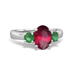 Ruby Three Stone Oval Trellis 14K White Gold ring R4024