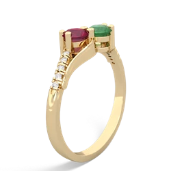 Ruby Infinity Pave Two Stone 14K Yellow Gold ring R5285