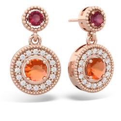 Ruby Halo Dangle 14K Rose Gold earrings E5319